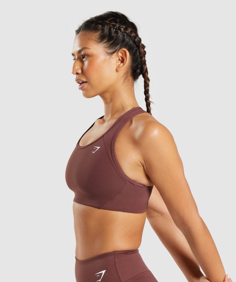 Women's Gymshark Essential Racer Back Sports Bra Dark Brown | CA N8A761